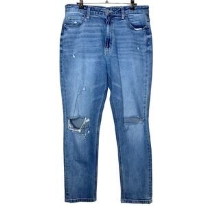 Vervet Mom Jeans Erika Stretch Denim Medium Wash Distressed VT973 Size 30